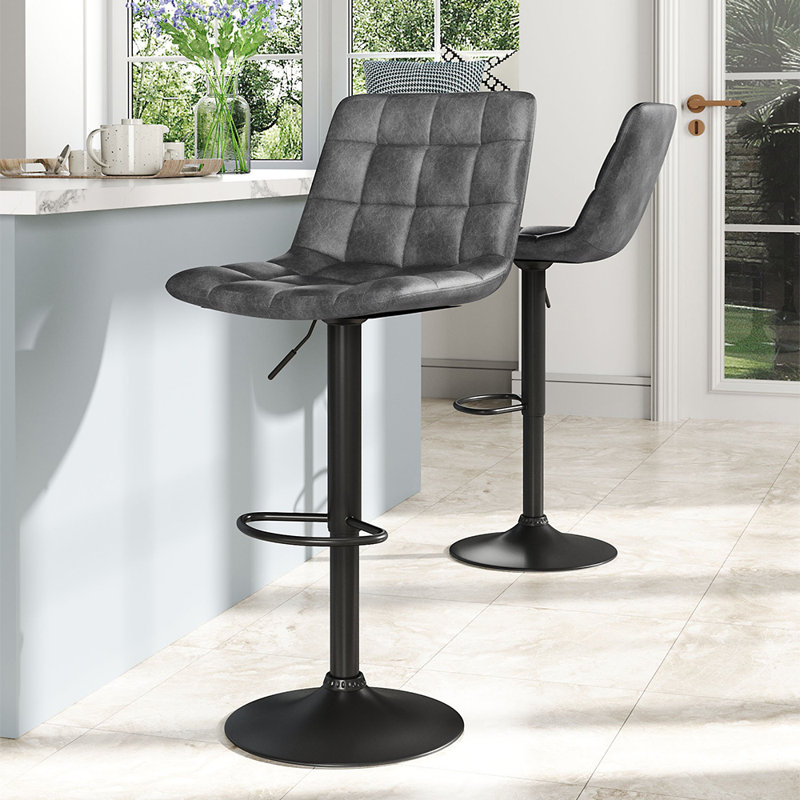 Nicho Swivel Upholstered Adjustable Height Counter Stool with Metal Frame