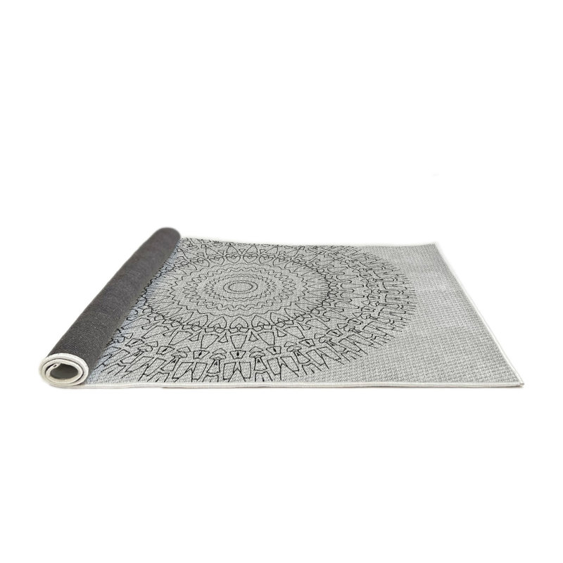 Laine tissée à la main orientale en laine et polyester gris/noir Tapis décoratif, Carré 7 pi x 7 pi