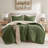 3 Pieces Waffle Knit Chenille Comforter Set,Olive-130471685