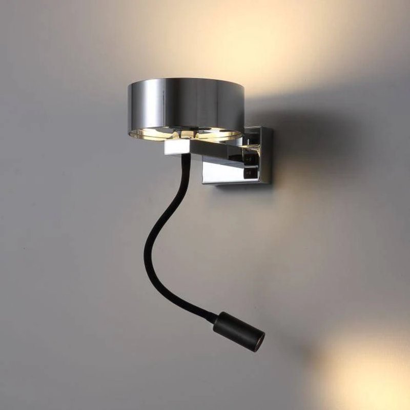 UltraBeam 6+3 Watt LED Polished Chrome Bedside Lamp With Reading Light