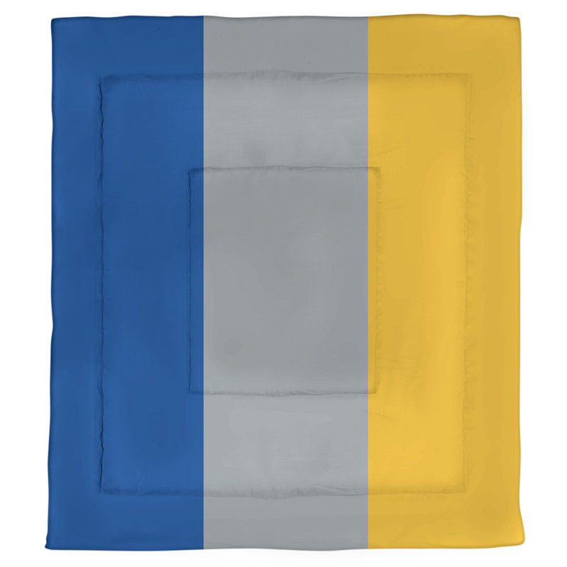 Modern & Contemporary Polyester Percale Striped Comforter, Twin Comforter, Royal Blue/Gray/Gold