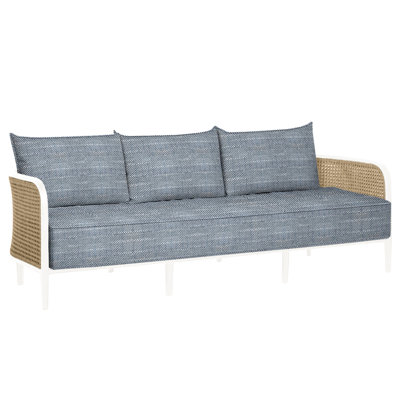 Havana 86" Wide Outdoor Wicker Patio Sofa with Cushions