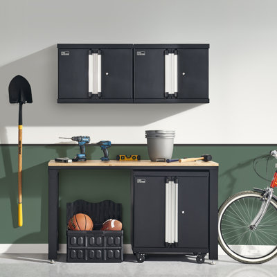 ProGarage 4 Piece Cabinet and Workbench Table Set