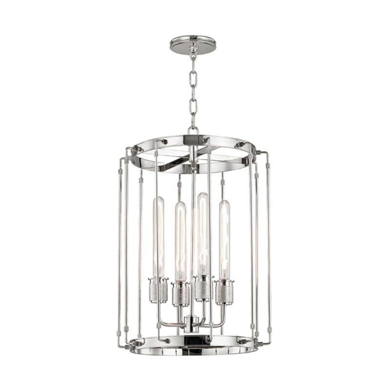Hyde Park 4 - Light Dimmable Geometric Chandelier, Polished Nickel