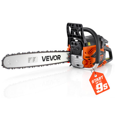 Gas Powered Chainsaw 20 Inch 62CC 3.8HP 2 Stroke Engine Gas Chainsaw, for Wood Cutting, Tree Trimming & Land Clearing, Throttle-Synced Choke, Power Chain Saw with Non-Slip Handle & Dual Tanks