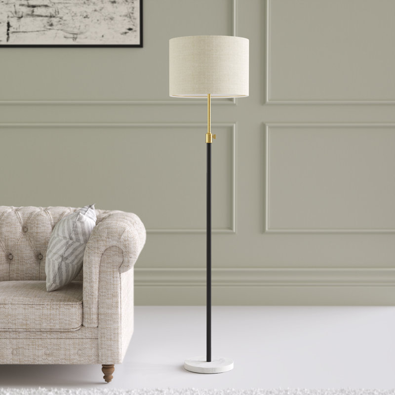 Lampe sur pied 68 po Carmeline, Noir mat / laiton poli