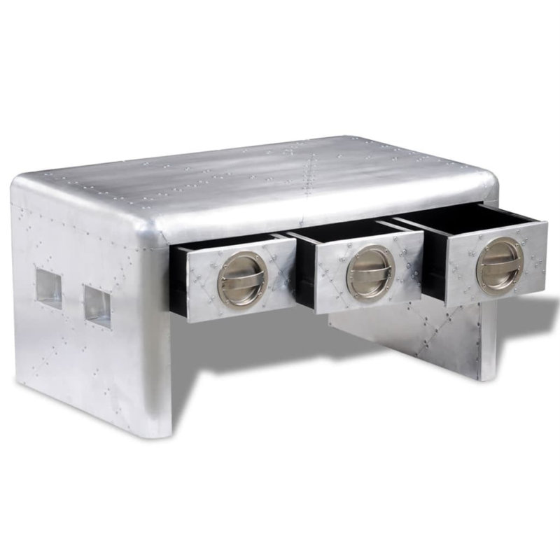 Aluminum Frame Single Coffee Table with Storage