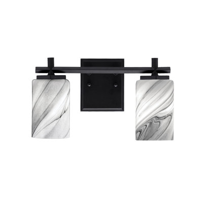Mariko 2 Light Bath Bar Shown In  With 4" Onyx Swirl Glass