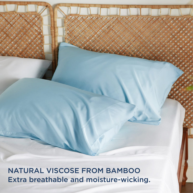 Rayon from Bamboo Cooling Pillowcase, King Pillowcase, Aqua Blue