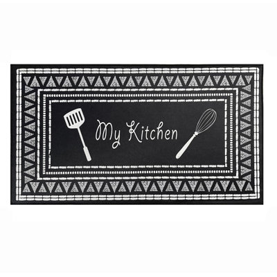Tapis de cuisine noir et blanc antidérapant 28 po x 17 po