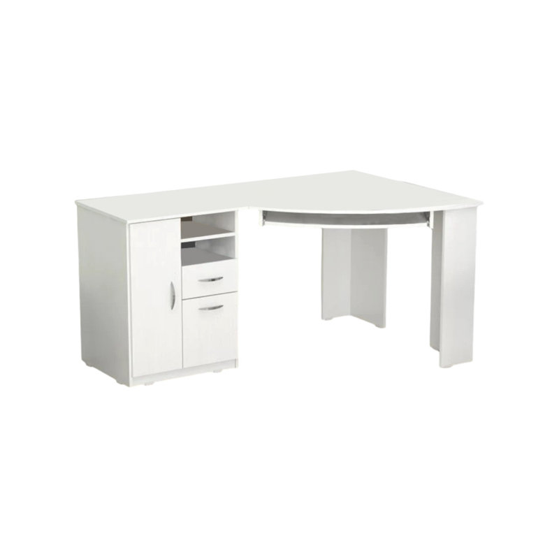 Bureau d'ordinateur blanc avec deux tiroirs Darya