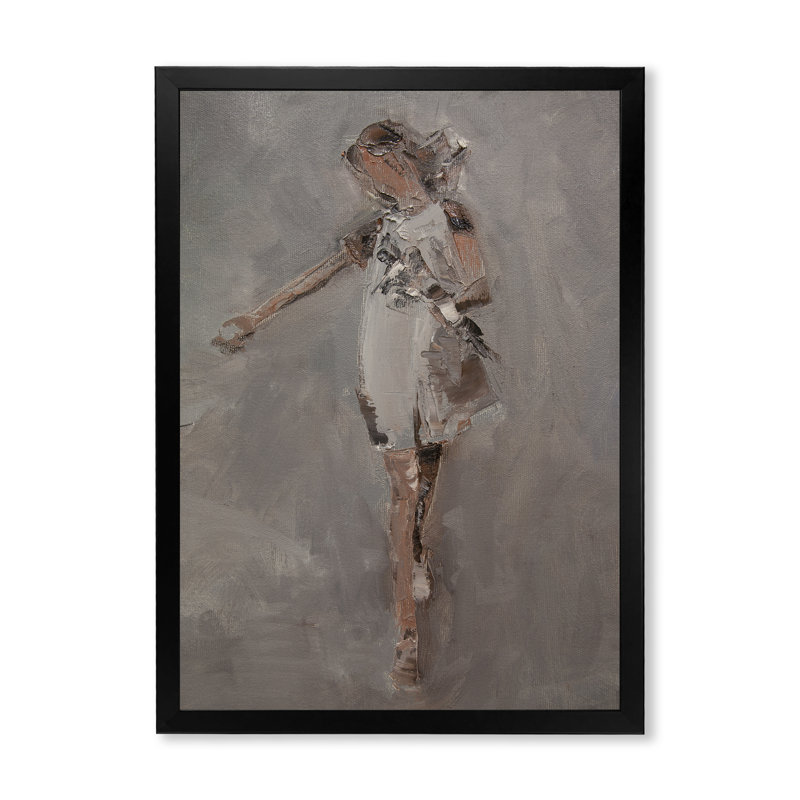 Pittoresque jeune fille rétro - peinture, Toile avec cadre photo noir, H 20 po x l 12 po x P 1 po