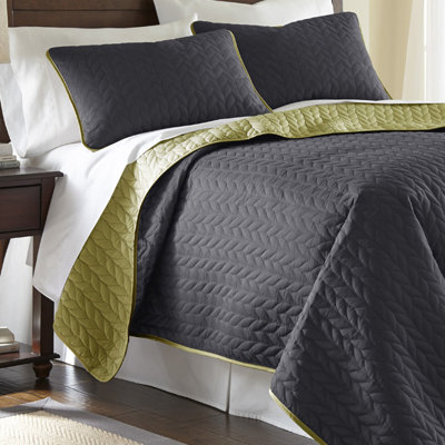 Ellen Reversible Coverlet in Gray & Bamboo