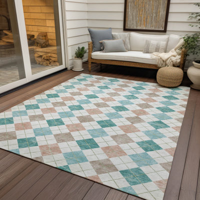 Tapis géométrique intérieur / extérieur lavable à la machine Kaczor ACN2238