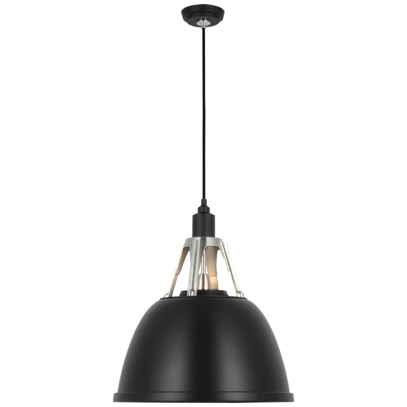 Gunner 1 - Light Pendant, Black/Polished Aluminum, Black, 25" H x 18" W x 18" D