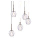 Luminaire suspendu carré en grappe 5 lumières Thiede