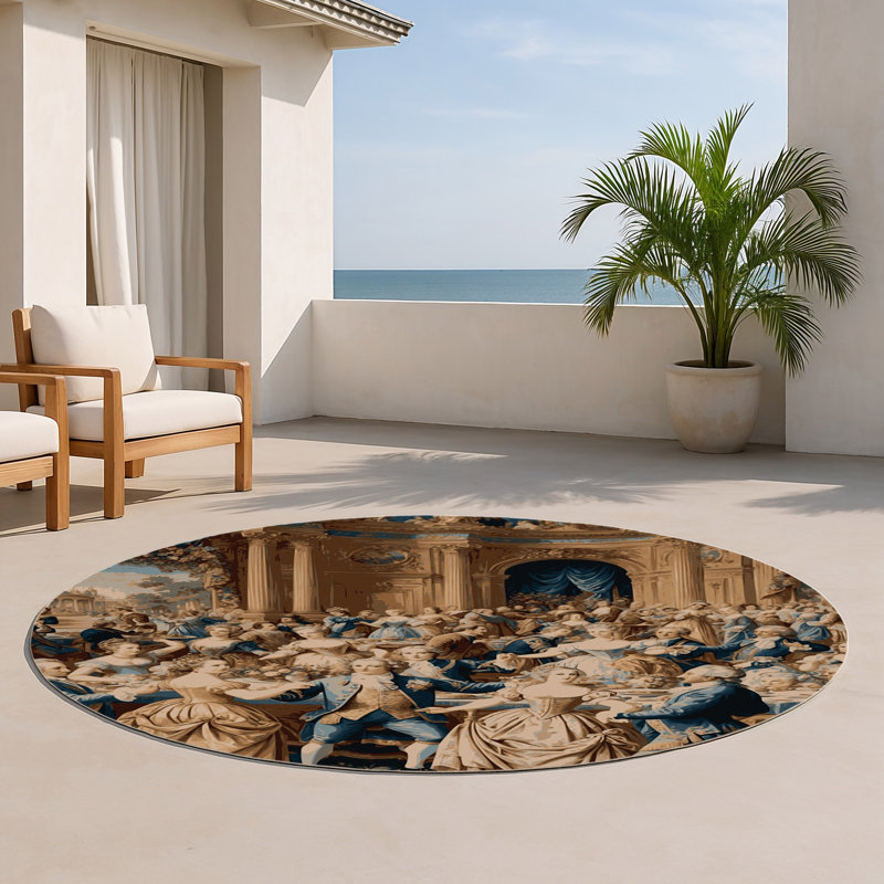 Tapis d'intérieur et d'extérieur gris français, Rond 5 pi