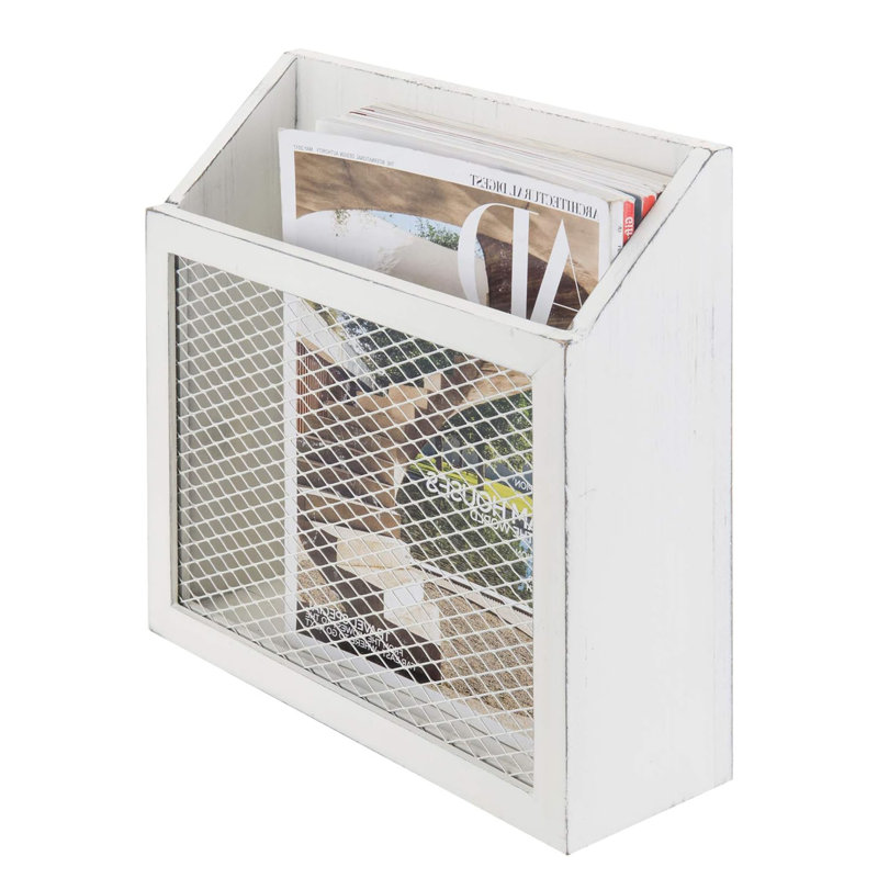 Solid Wood Free Standing Magazine Rack, White