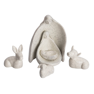Ensemble de 6 crèches décoratives en résine blanc pour Noël