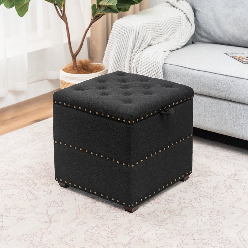 Sierra Upholstered Ottoman, Light Cyan
