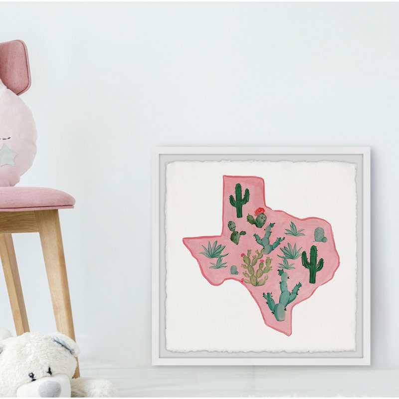 « Pink Texas »-impression de peinture encadrée sur papier, H 32 po x l 32 po x P 1,5 po