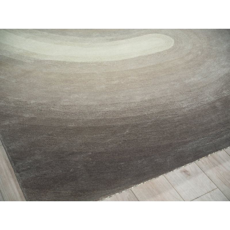 Mitomo Handmade Wool/Bamboo Silk Area Rug, Pearl, Rectangle 8' x 10'