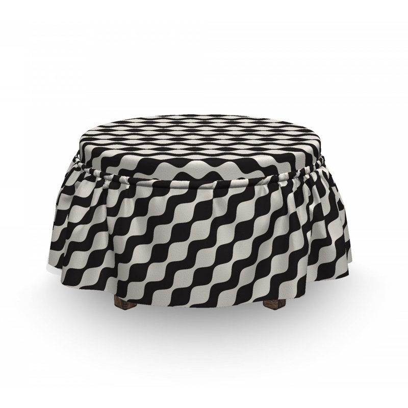Housse pour repose-pieds rayures ondulées monochrome