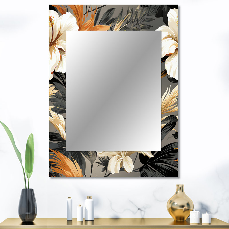 Analiesa - Neutre Mirage, motif tropical - miroir mural tropical unique, 40 po x 30 po