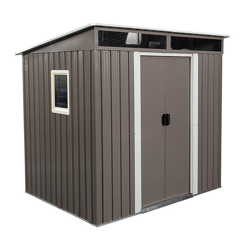 6Ft X 5Ft Outdoor Metal Storage Shed With Window And Metal Foundation White, White