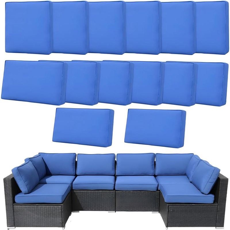 14-Piece Outdoor Cushion Cover Set with Zipper | Replacement Slipcovers for 6-Seater Patio Sofa | Washable Seat and Back Covers | Covers Only - No Inserts