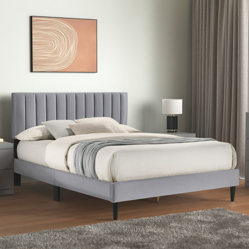  Newry Upholstered Double Bed, Grey