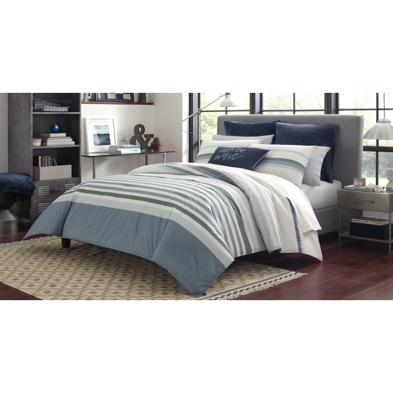 Twin XL Blue Cotton Percale Nautical Print Sheet Set