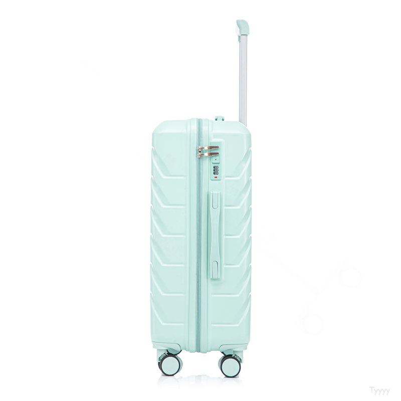 Grand bagage à carreaux en plastique dur 28 pouces ABS - Surface résistante aux égratignures Quatre roues multidirectionnelles, avec serrure à combinaison et crochets latéraux. (Vert menthe)