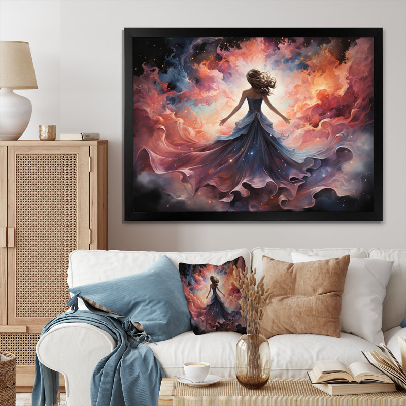 «Marlyin Galaxy Celestial Dance Woman», reproduction, H 24 po x l 32 po x P 1 po, Cadre simple noir