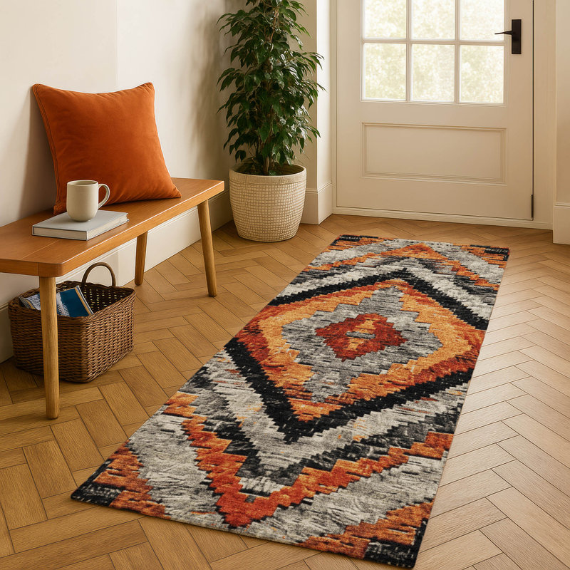 Premium Machine Washable Jakiyra AMF1890 Aztec Rug, Runner 2'3" x 7'6"