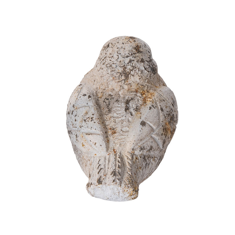 Vintage White Cement Bird Figurine