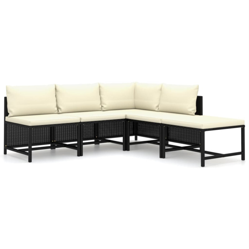 Hitas 23.6'' Wide Square Metal Patio Sectional Set with Cushions, Beige, Black