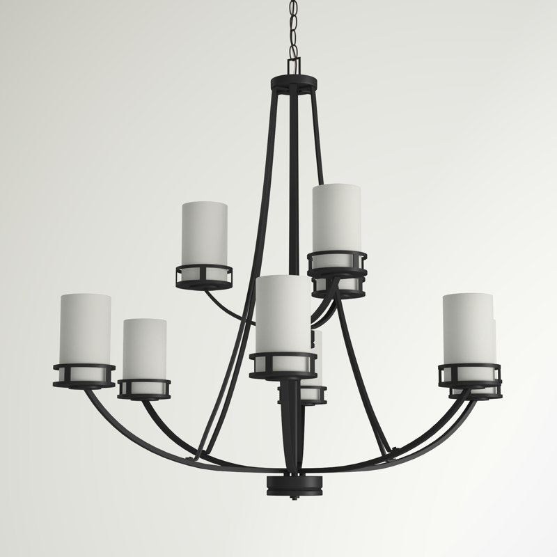 Robie Nine Light Chandelier from Generation Lighting , Midnight Black, Not Energy Star, No
