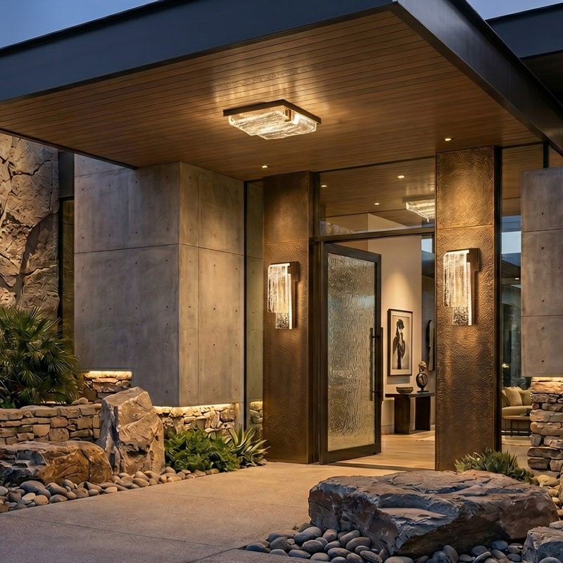Waterfall 16.75"W Square Outdoor Flush Mount, Outdoor Bronze
