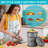 1 Gallons Metal Odor Resistant Indoor Kitchen Composter with Latching Lid-86536306