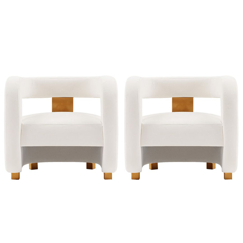 Fauteuil d'appoint Amirah, Velours blanc