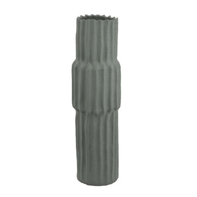 Decorative Accent Vase, Sleek Cactus Design,  Green Ceramic