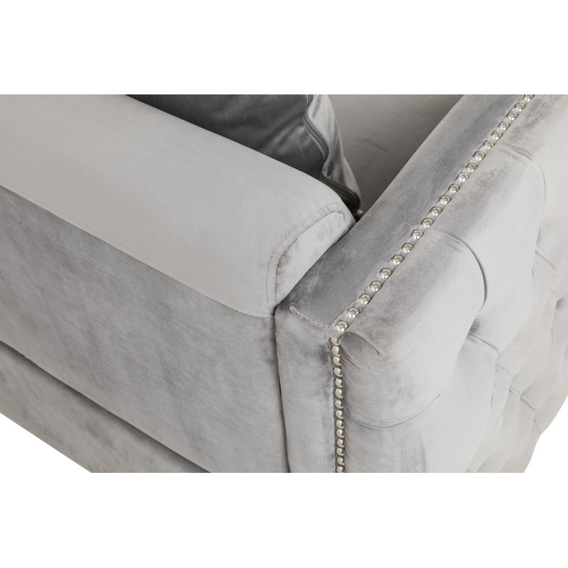 Bienville Velvet Armchair, Gray Velvet