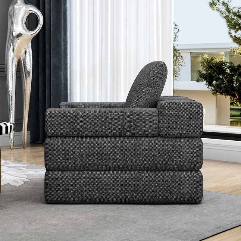 Fauteuil convertible en lit pour chambre d'amis, gris foncé - Léger, élégant et élégant, mousse de soutien