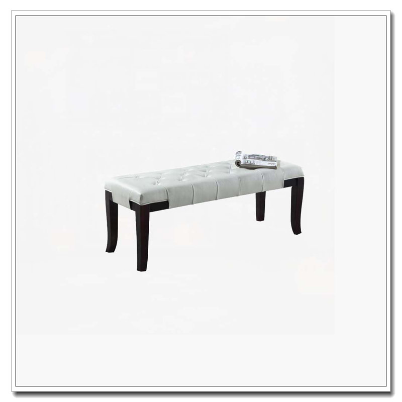 Upholstered Tufted Dining Bench, White