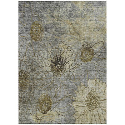 Machine Washable Indoor/Outdoor Leavittsburg ACN2235 Floral Rug