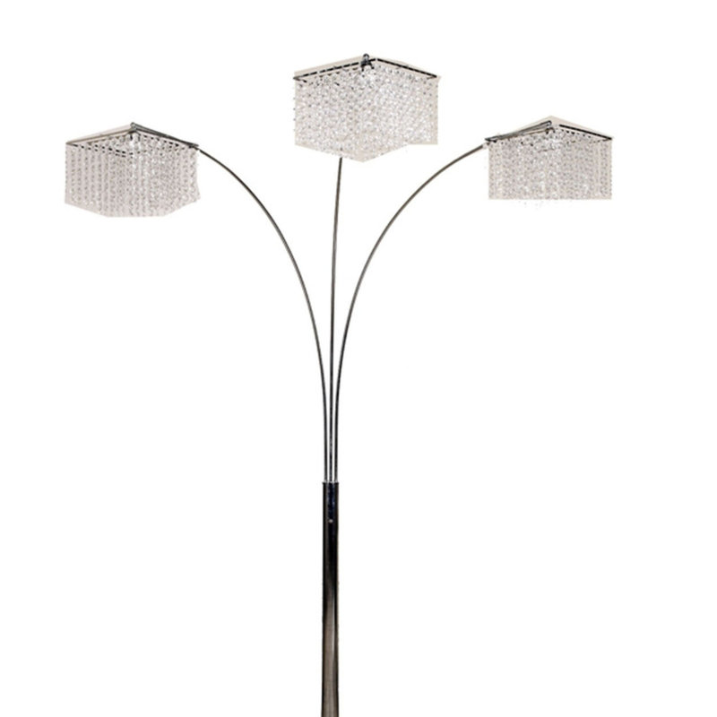 3-SHADE CRYSTAL INSPIRED ARCH FLOOR Lamp, Black
