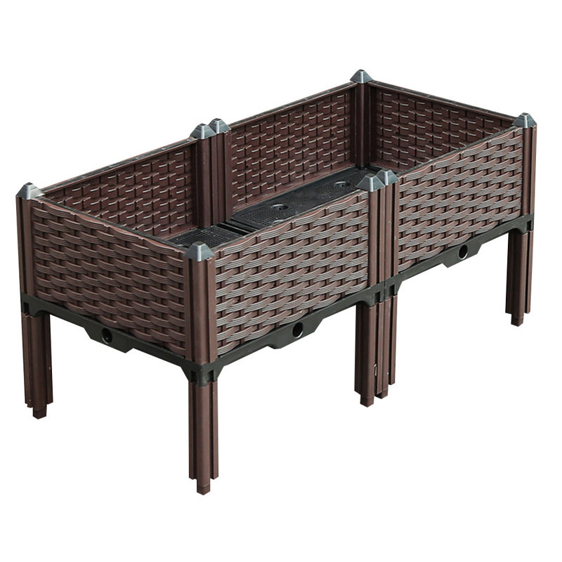 Lit de jardin surélevé rectangulaire en plastique brun foncé 32 po x 16 po