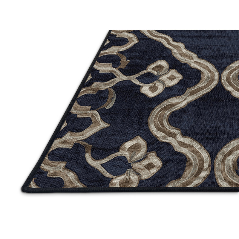 Machine Washable Gray Area Rug, Round 6'