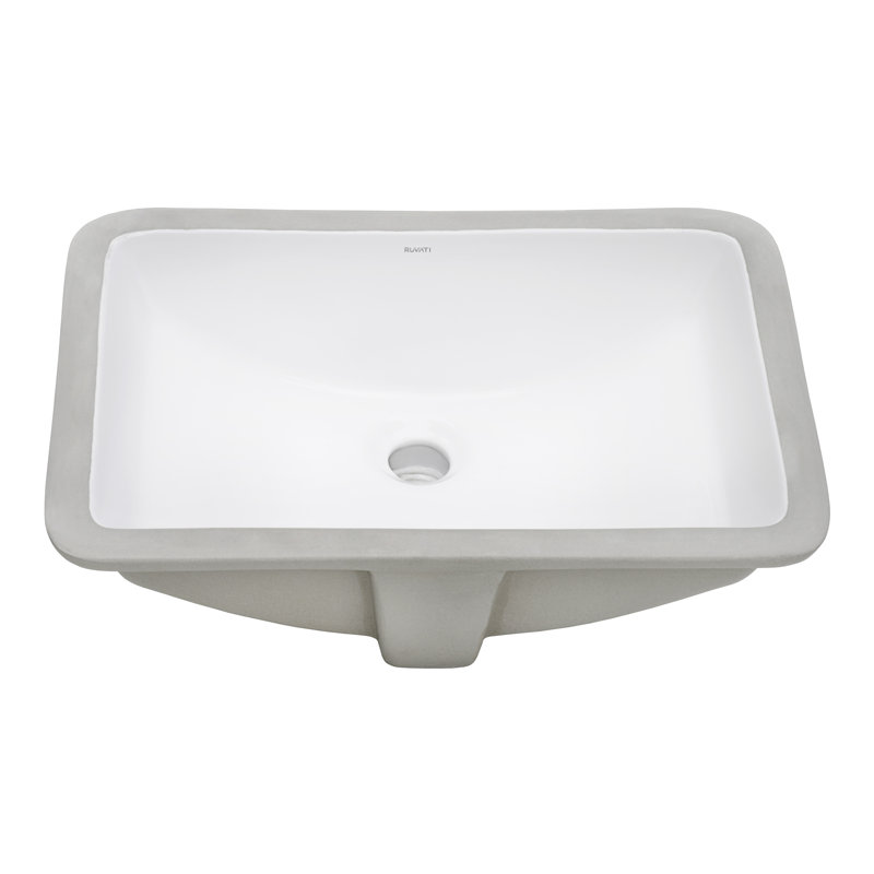 Ruvati 18 x 12 inch Undermount Bathroom Sink White Rectangular Porcelain Ceramic with Overflow